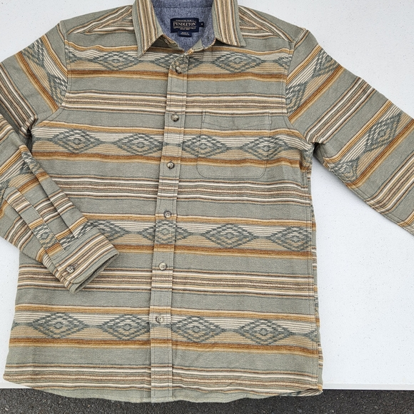 Pendleton Men's Casual Button Down Shirt - Green, Tan, and Brown - Picture 2 of 9